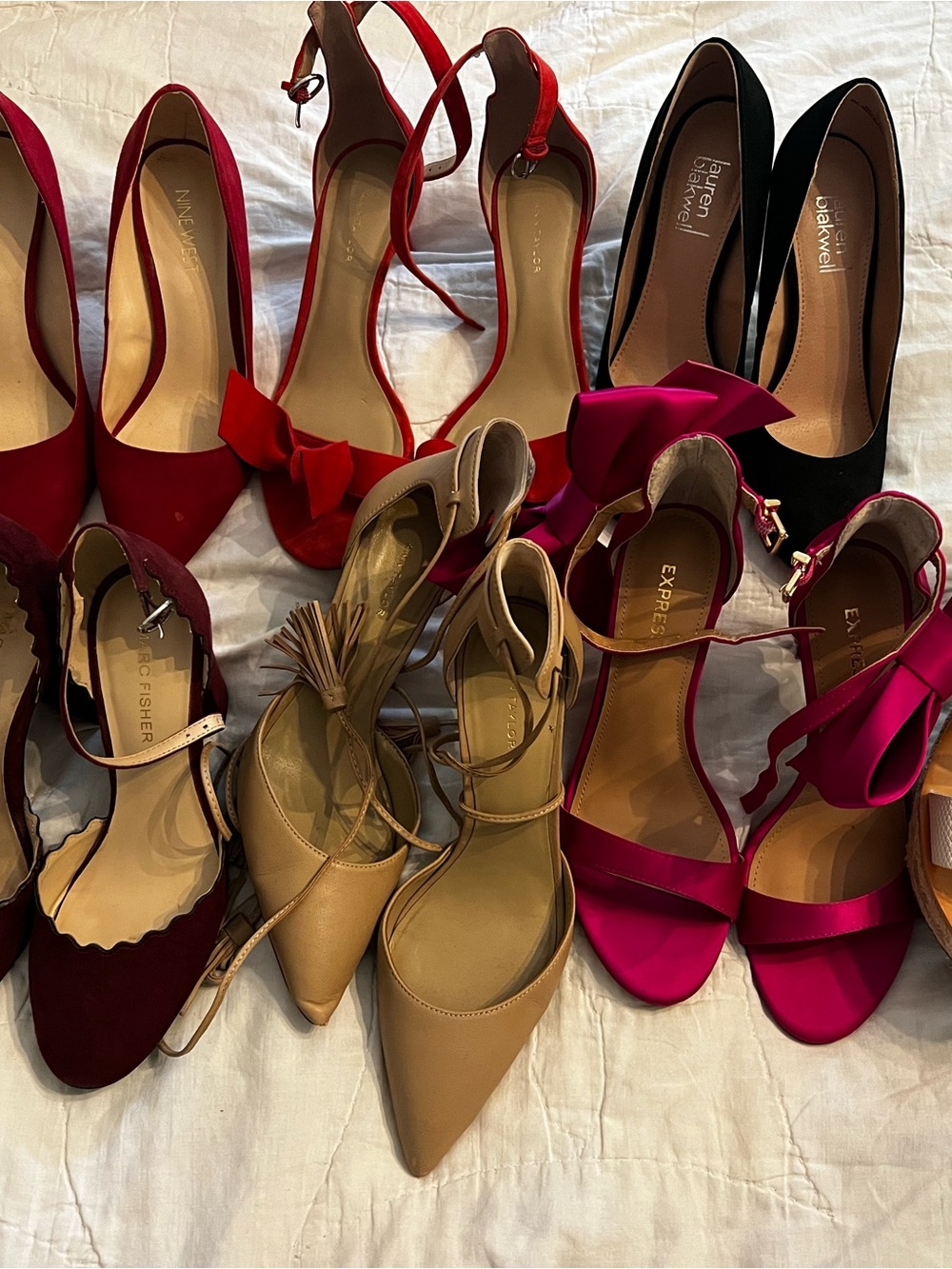All 8 pairs are 6 1/2 selling together for $80 
Ann Taylor 
Express
